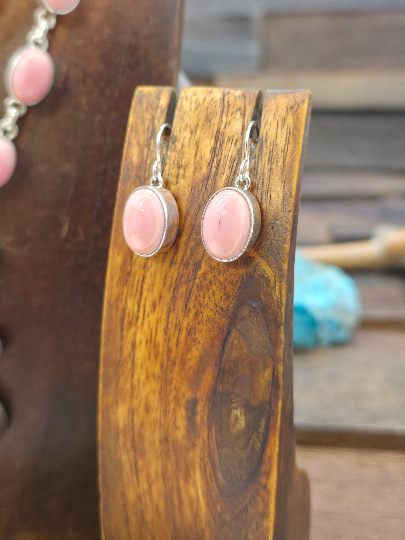 Pink Conch Sterling Silver Lariat Necklace and Earring Set by Shirley Henry - 24 in.