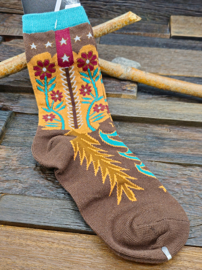 Cowboy Boot Pattern Socks - Medium