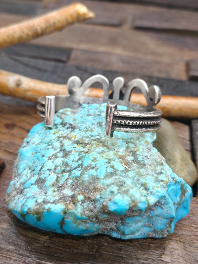 Cast Sterling Silver and Turquoise Cuff by Aaron Anderson - 6 1/2 in. w/Gap