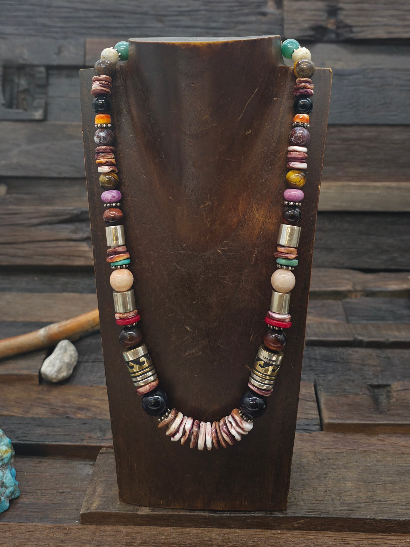 Purple Spiny and Multi-stone Necklace by Rose Singer
