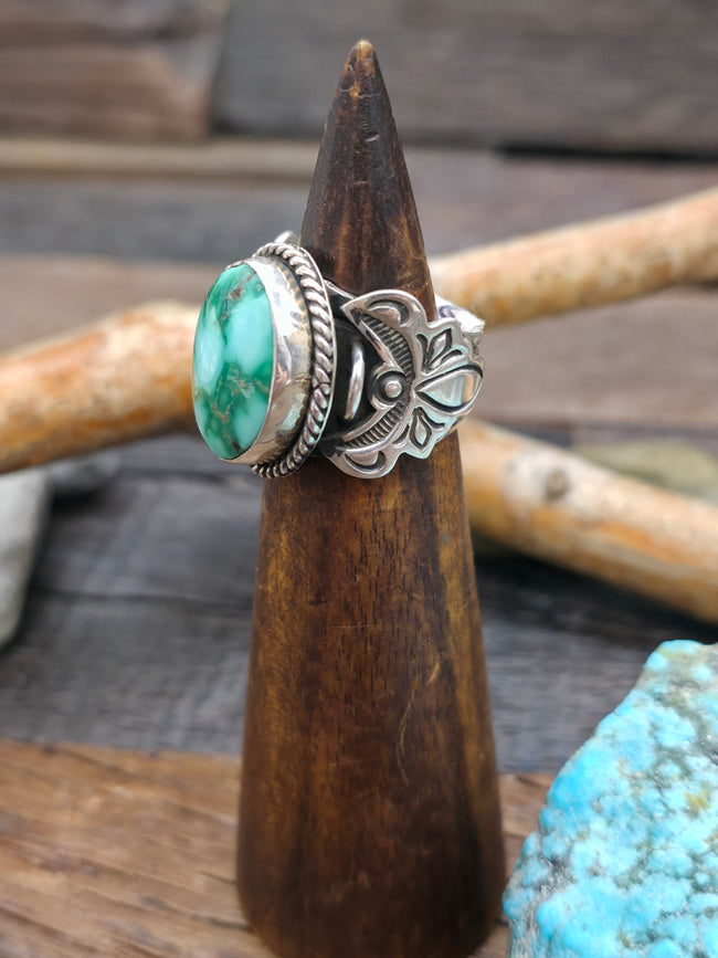 Sterling Silver and Sonoran Turquoise Ring by Albert Jake - Size 7.5