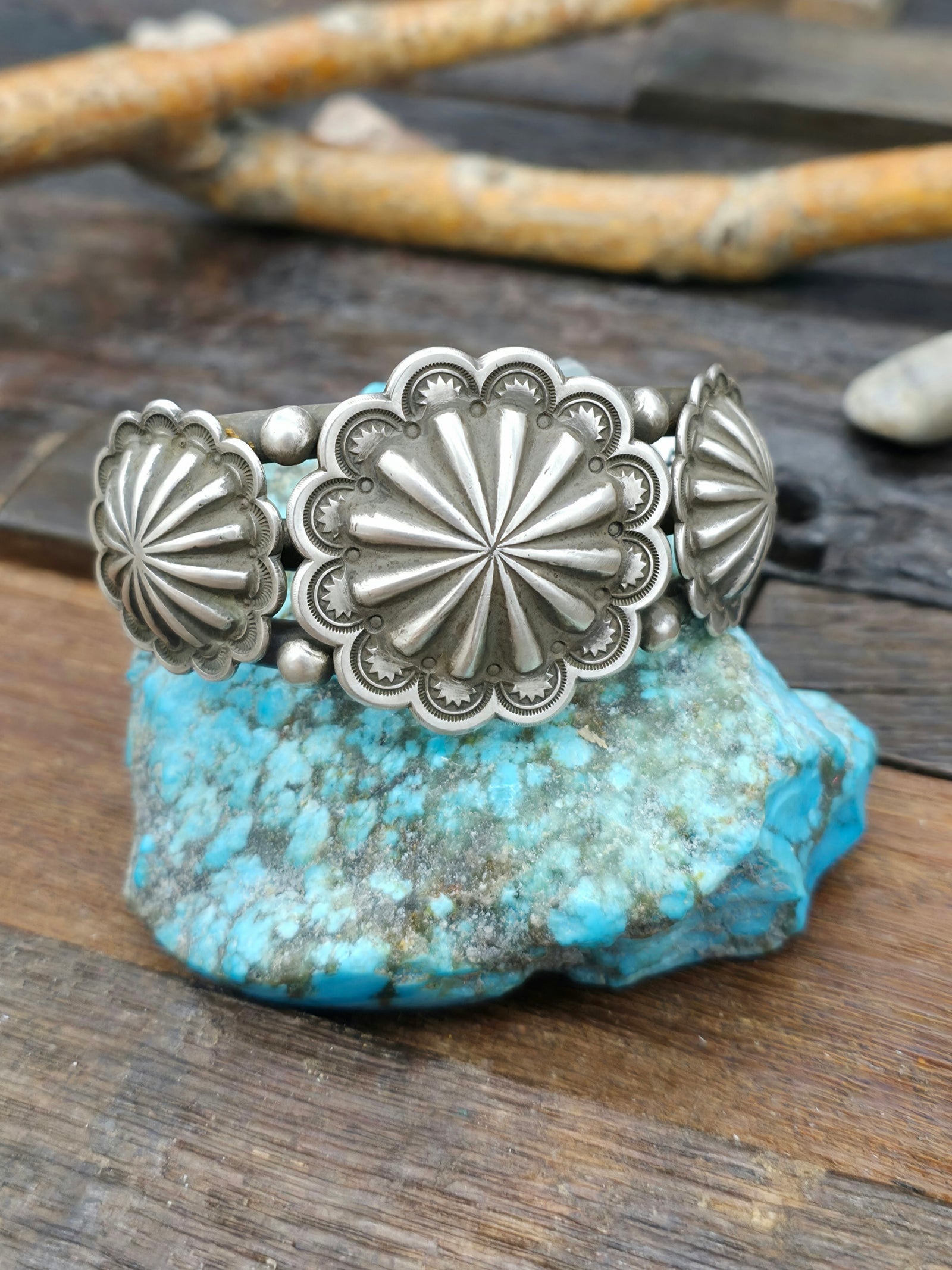 Repousse Stamped Sterling Silver Cuff - 7 in.