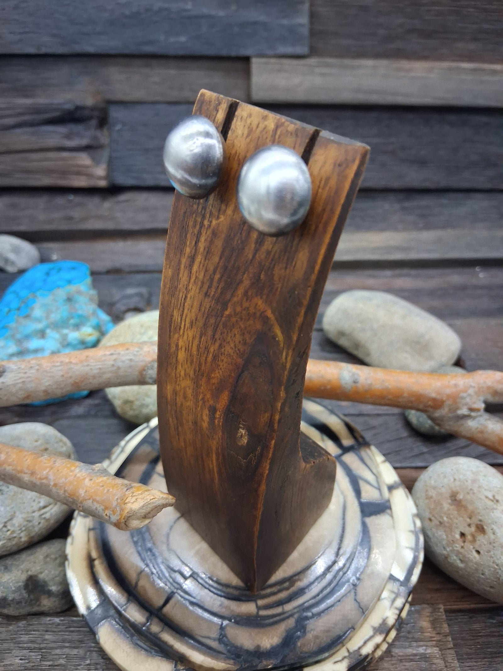 Sterling Silver Pillow Bead Earrings