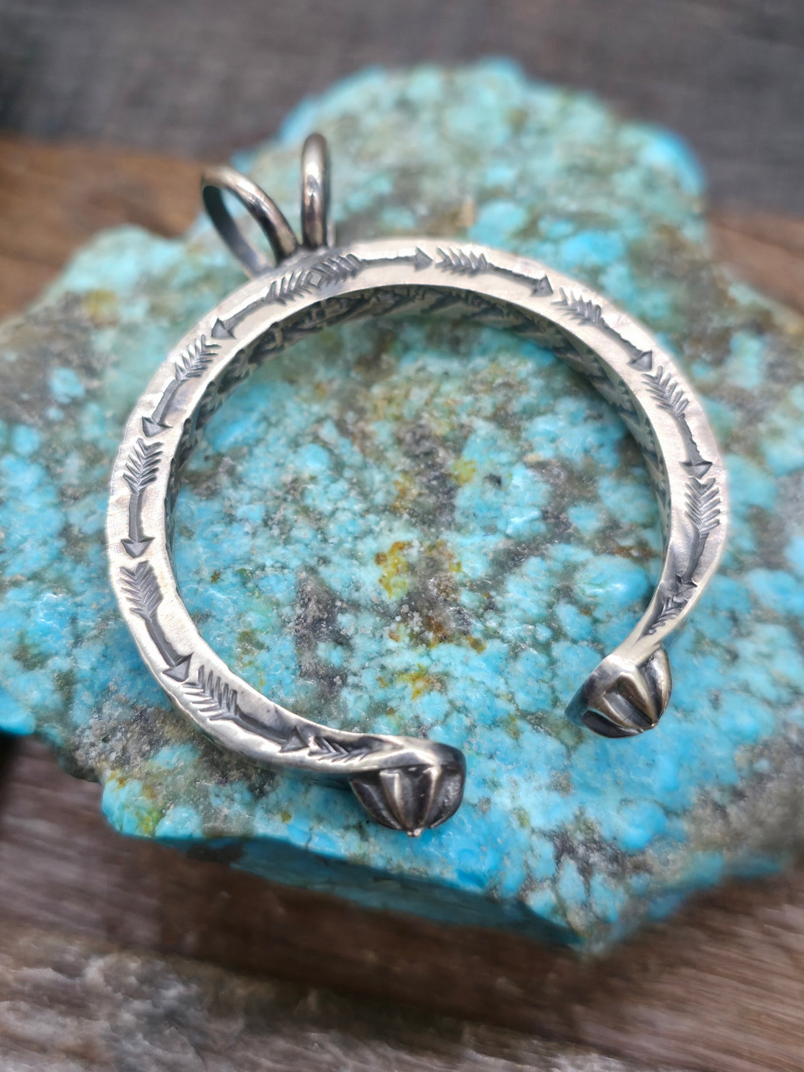 Stamped Sterling Silver Hearts and Arrows Naja Pendant by Sunshine Reeves - 2 in. by 1 3/4 in.