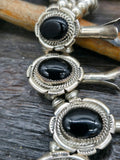 Sterling Silver Onyx Squash Blossom Necklace by M. Thomas - 26 in.