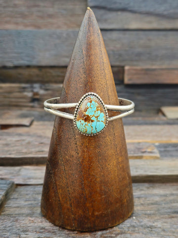 Single Stone High Shine Sterling Silver Palomino Turquoise Bracelet 6 1/2 in