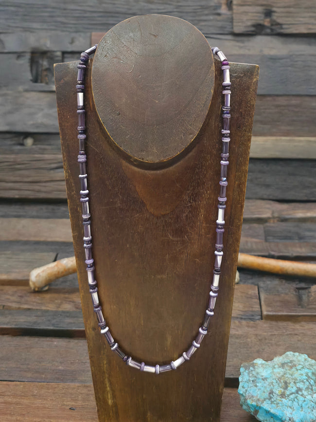 Wampum and Composite Mojave Bead Necklace by Fred Archuleta - 22 in.