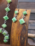 Sterling Silver Sonoran Turquoise Squash Blossom Necklace and Earring Set by Nila Johnson - 27 in.