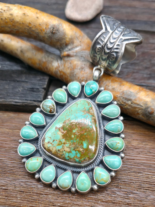 Sterling Silver Royston Turquoise Cluster Pendant by Leon Martinez