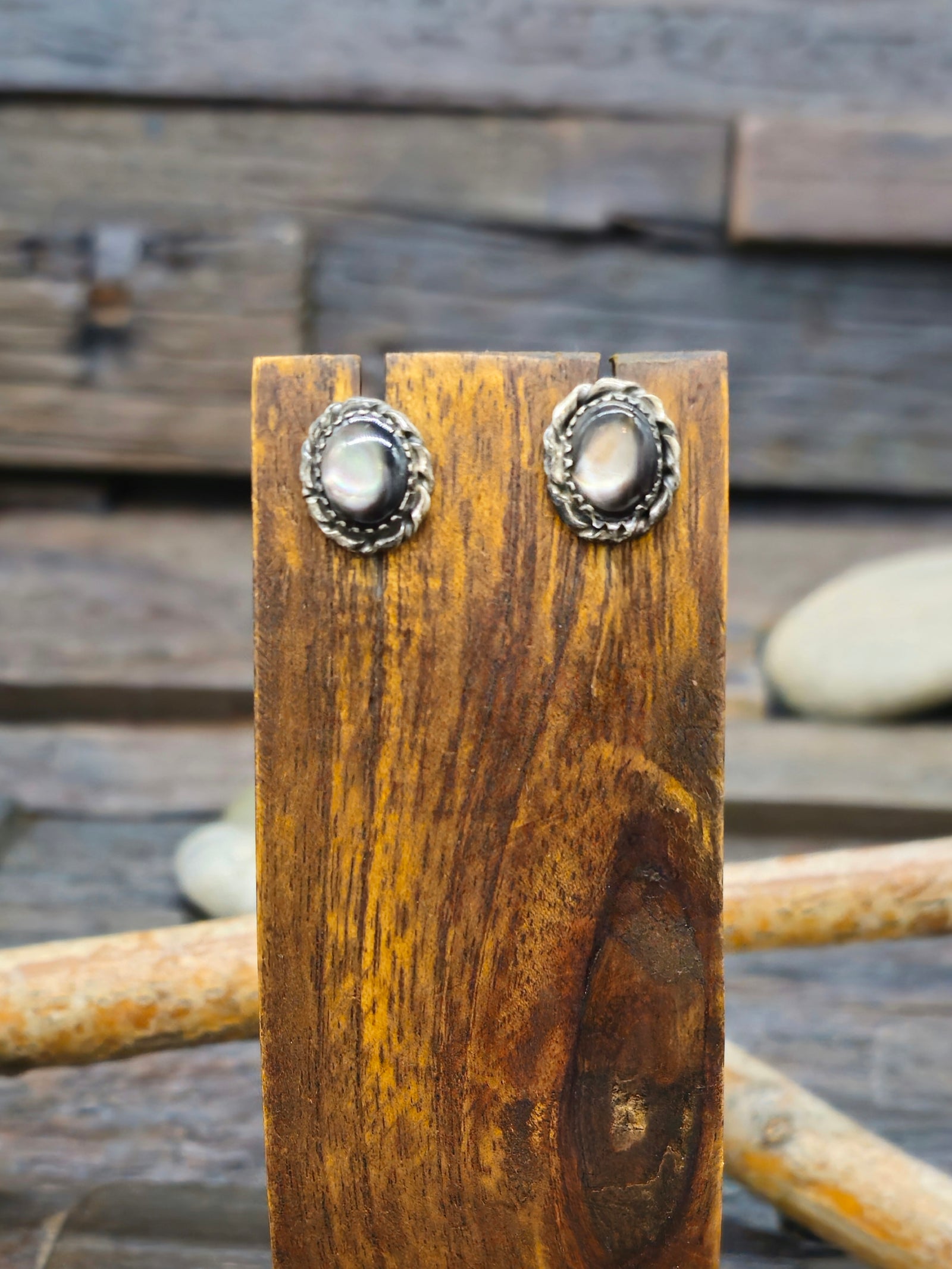 Vintage/Estate Sterling Silver Abalone Post Earrings