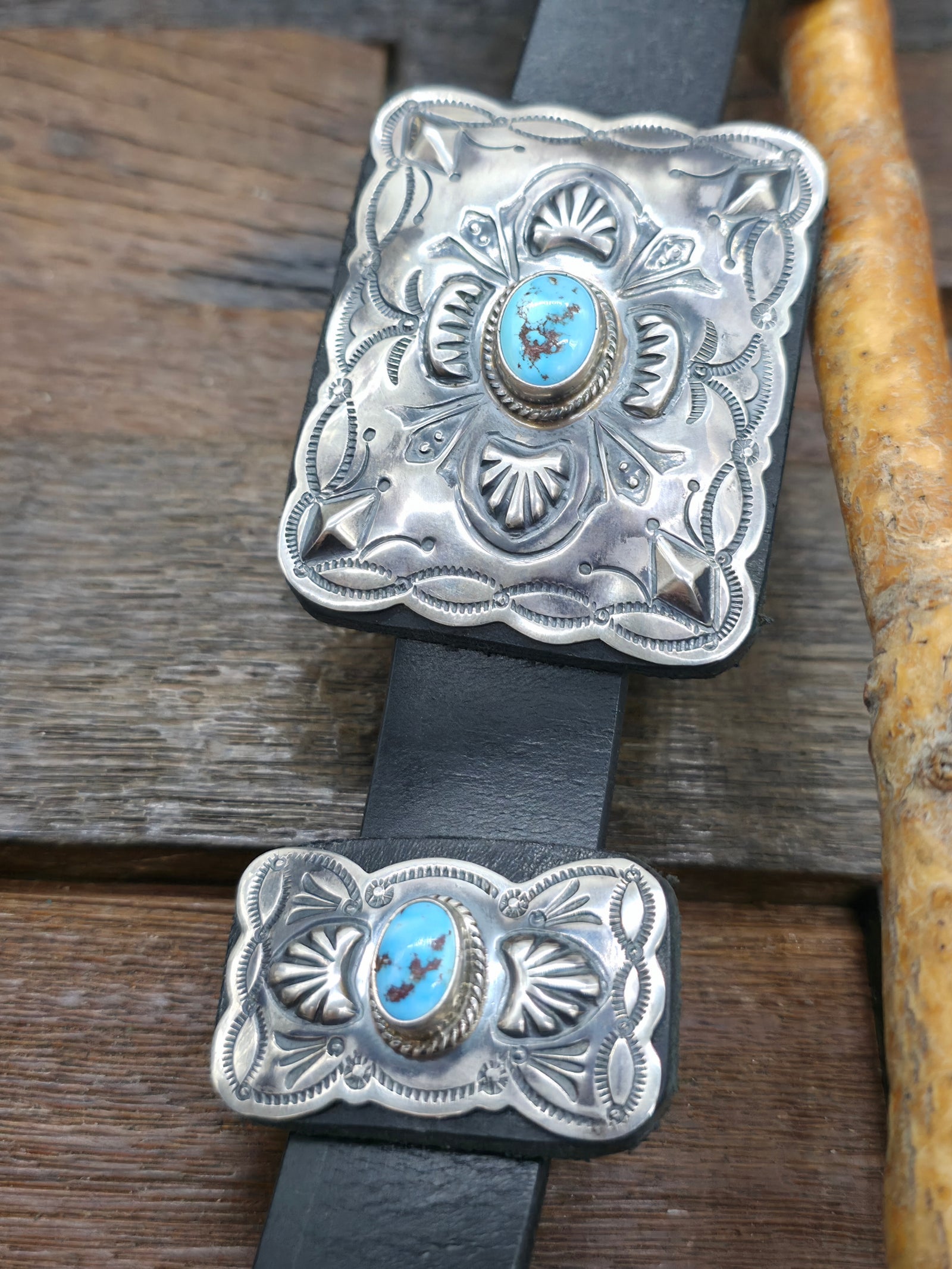 Sterling Silver Golden Hill Turquoise Concho Belt by Geraldine Yazzie - 54 in.