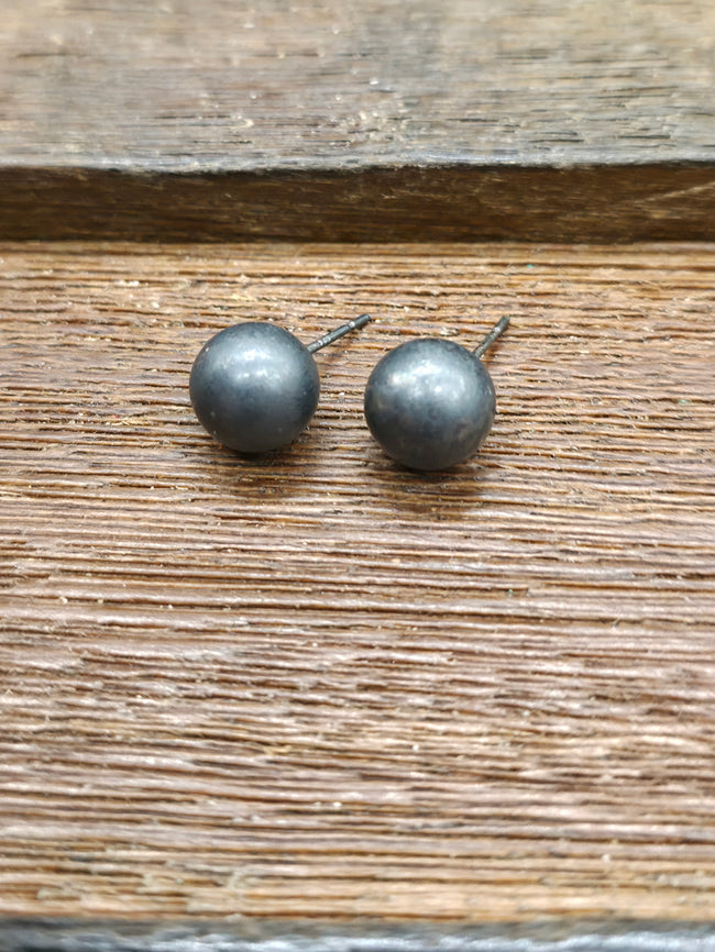 Sterling Silver Oxidized Bead Post Earrings - 10 mm