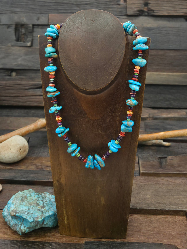 Turquoise, Spiny, and Gaspeite Necklace by Amber King - 18 in.