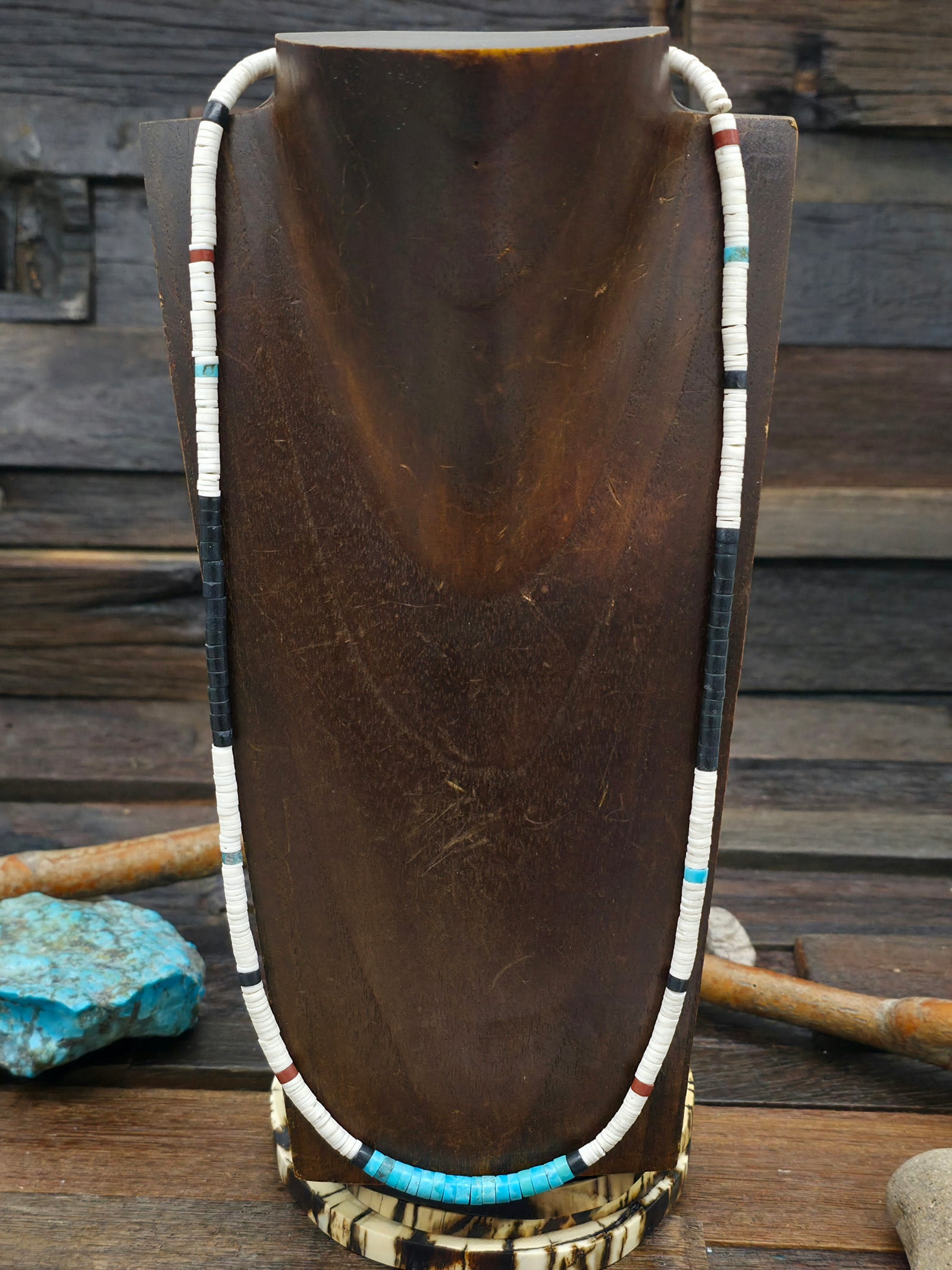 Colorblock Heishi Multi Stone Necklace by Torevia Crespin - 25 in.