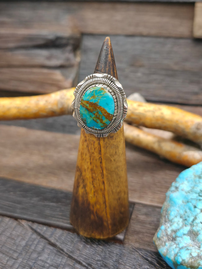 Sterling Silver Turquoise Statement Ring by Walter Vandever - Size 7 1/2