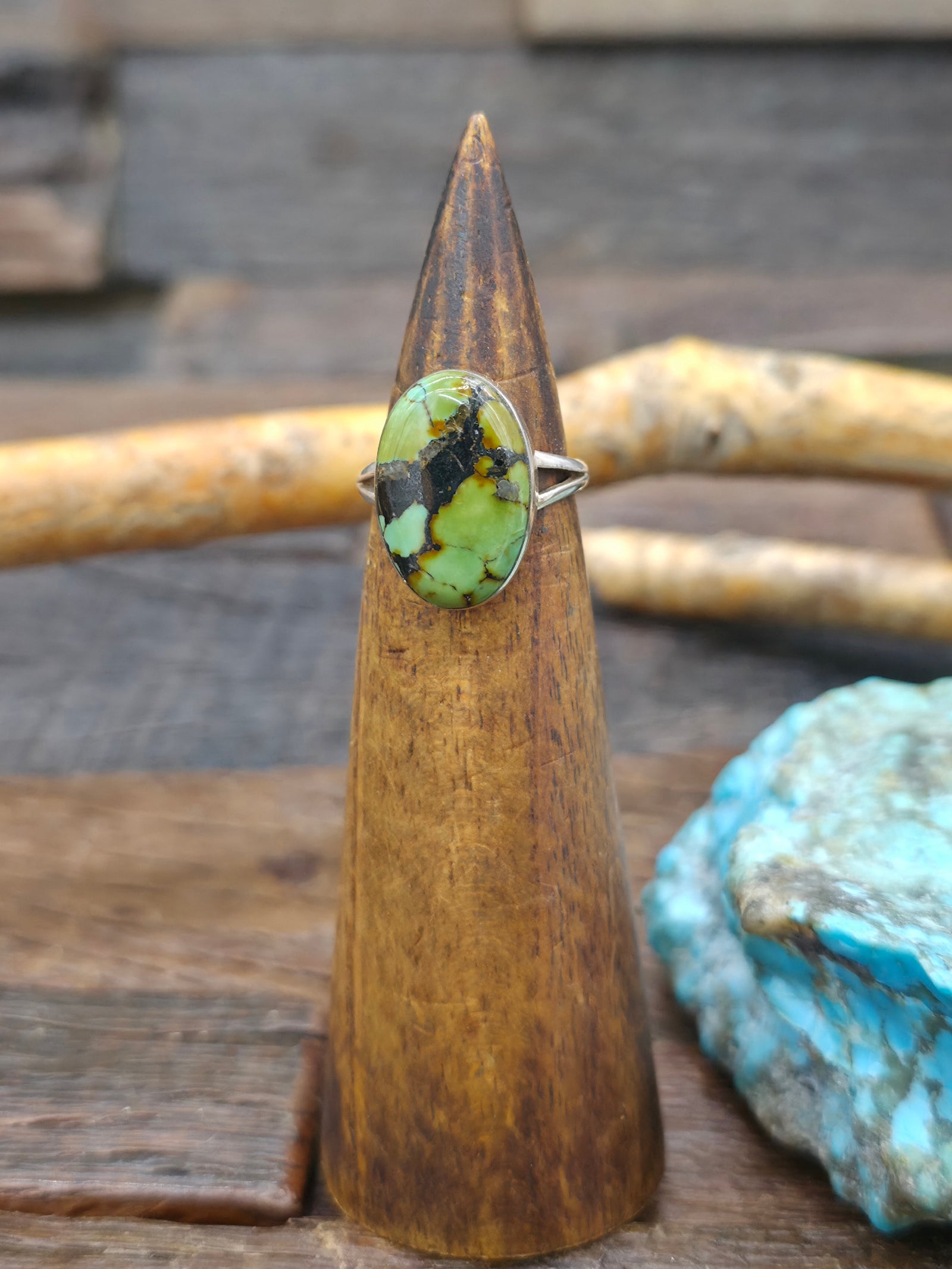 Sterling Silver Polychrome Hubei Turquoise Ring by Cathy Martinez - Size 7