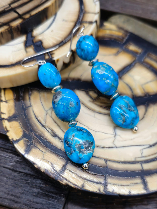 Medium Turquoise Nugget Earrings by Fred Archuleta