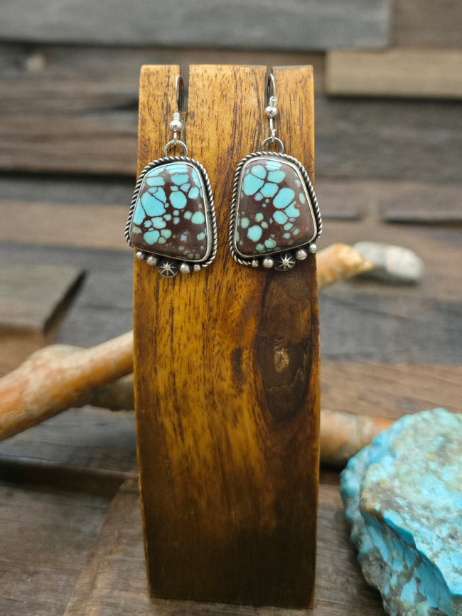 Sterling Silver Turquoise Dangle Earrings - 2 in. by 1 in.