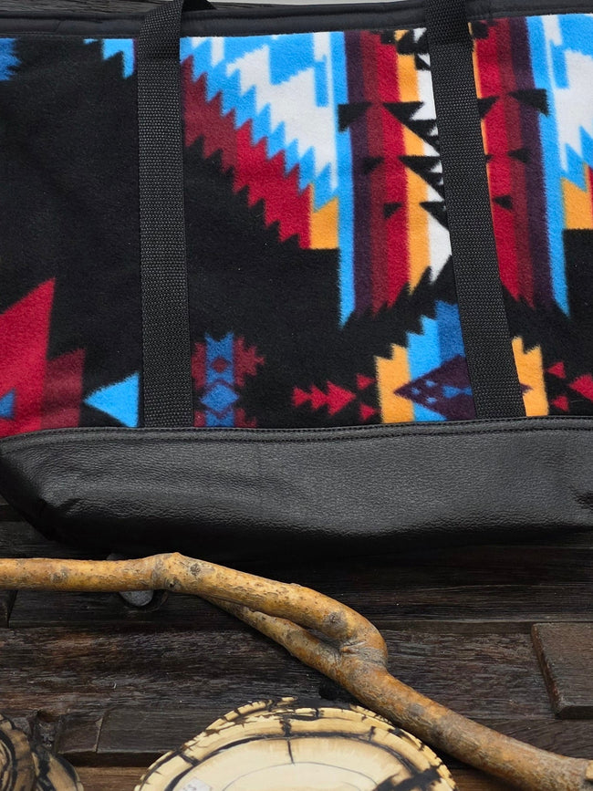 Handmade Blanket Tote Black Red by Kathryn Bochinclonny