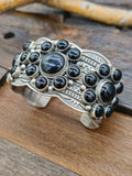 Sterling Silver Black Onyx Cluster Cuff by Donovan Cadman - 7 in.