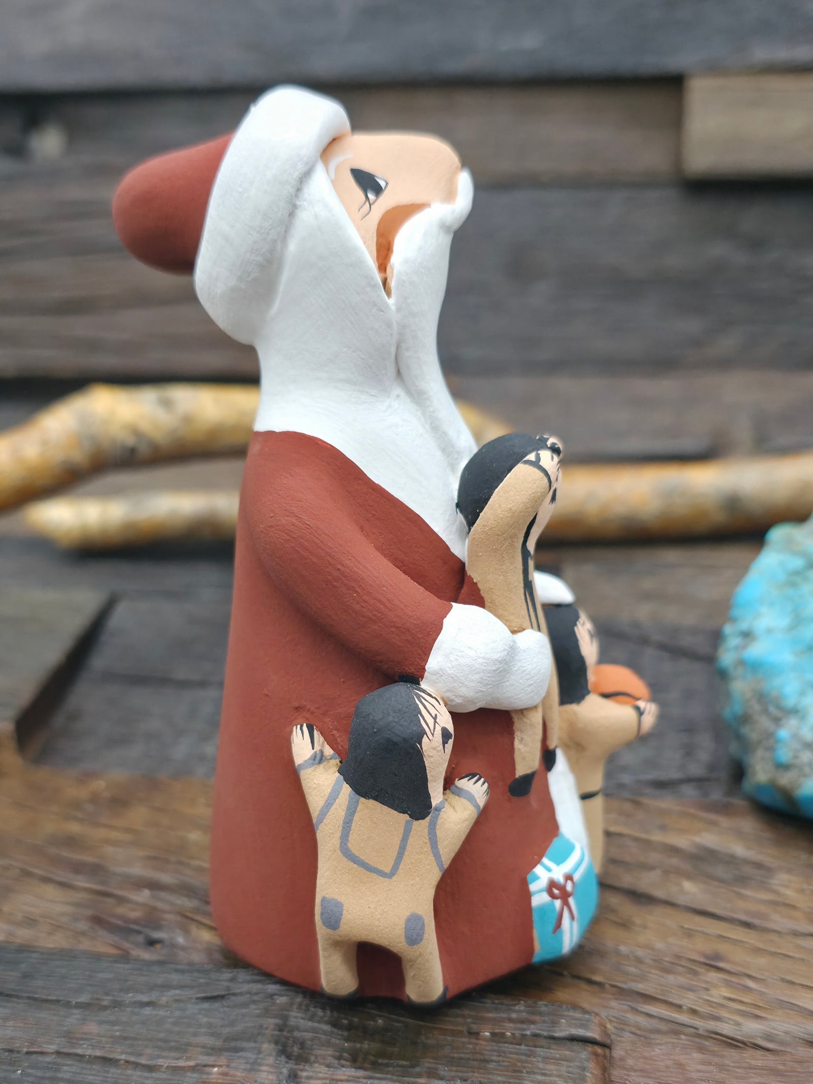 Standing Santa Claus Jemez Storyteller Figurine by D. Lucero - 5 in. by 2 1/2 in. by 2 1/2 in.