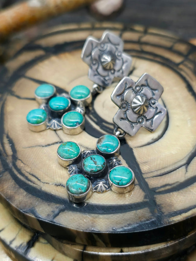 Santa Fe Cross Earrings with Stamped Santa Fe Cross Post by Rosella Paxton
