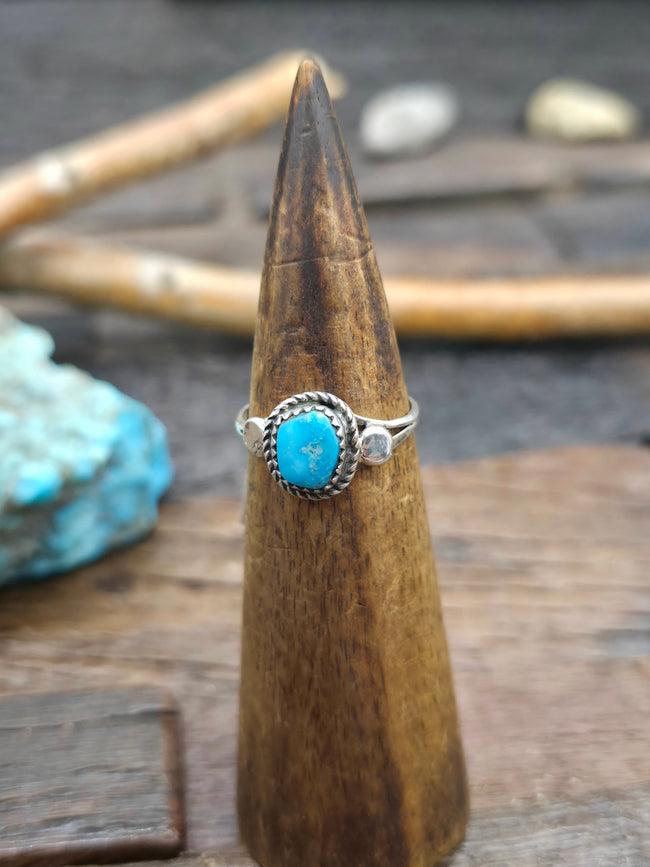 Sterling Silver Blue Turquoise Ring by "S" - Size 10 1/2