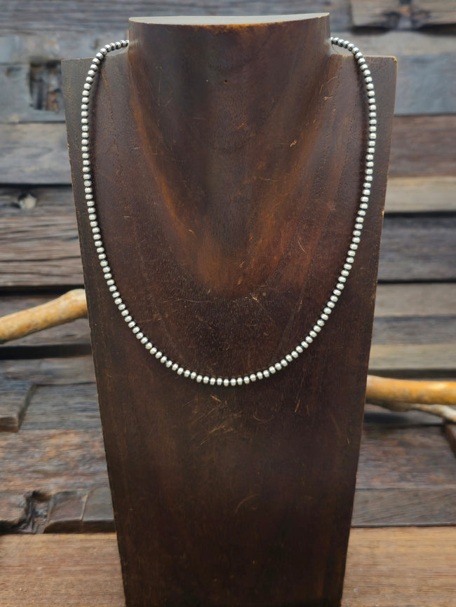 Sterling Silver Oxidized Bead Necklace 3mm 18 in.