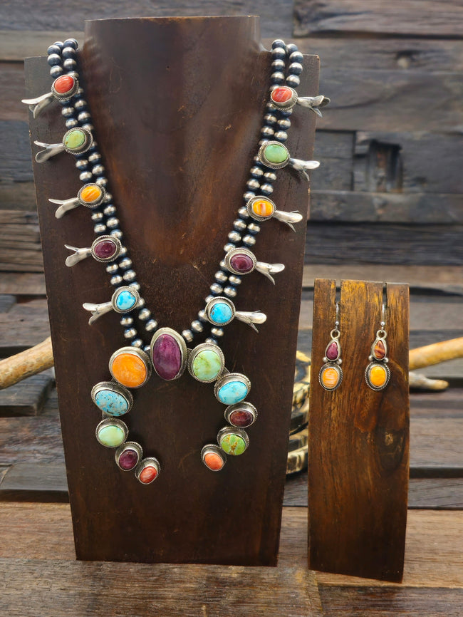Multi-Stone Navajo Squash Blossom by Lydia Begay