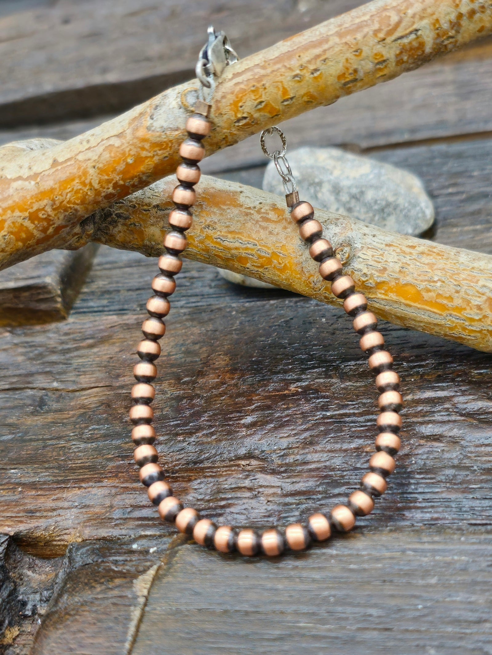 Copper Bead Bracelet - 8 in. 4 mm Bead