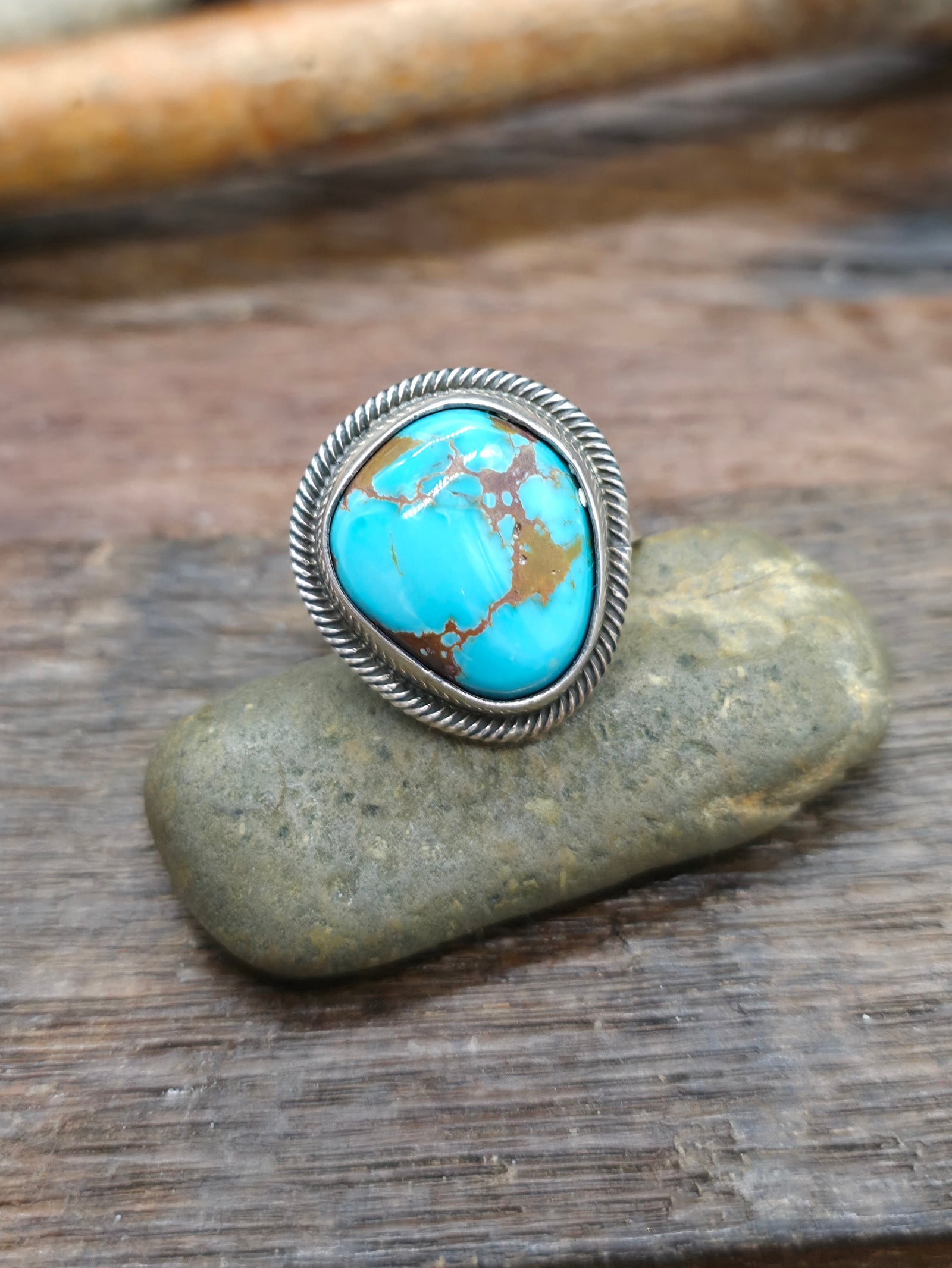 Leon Martinez Turquoise and Sterling Ring - Adjustable