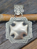 Sterling Silver Santa Fe Cross Pendant by Leander Tahe - 2 in.