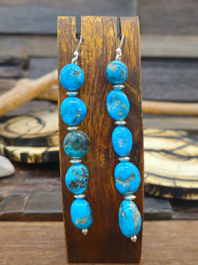 Long Turquoise Nugget Earrings by Fred Archuleta