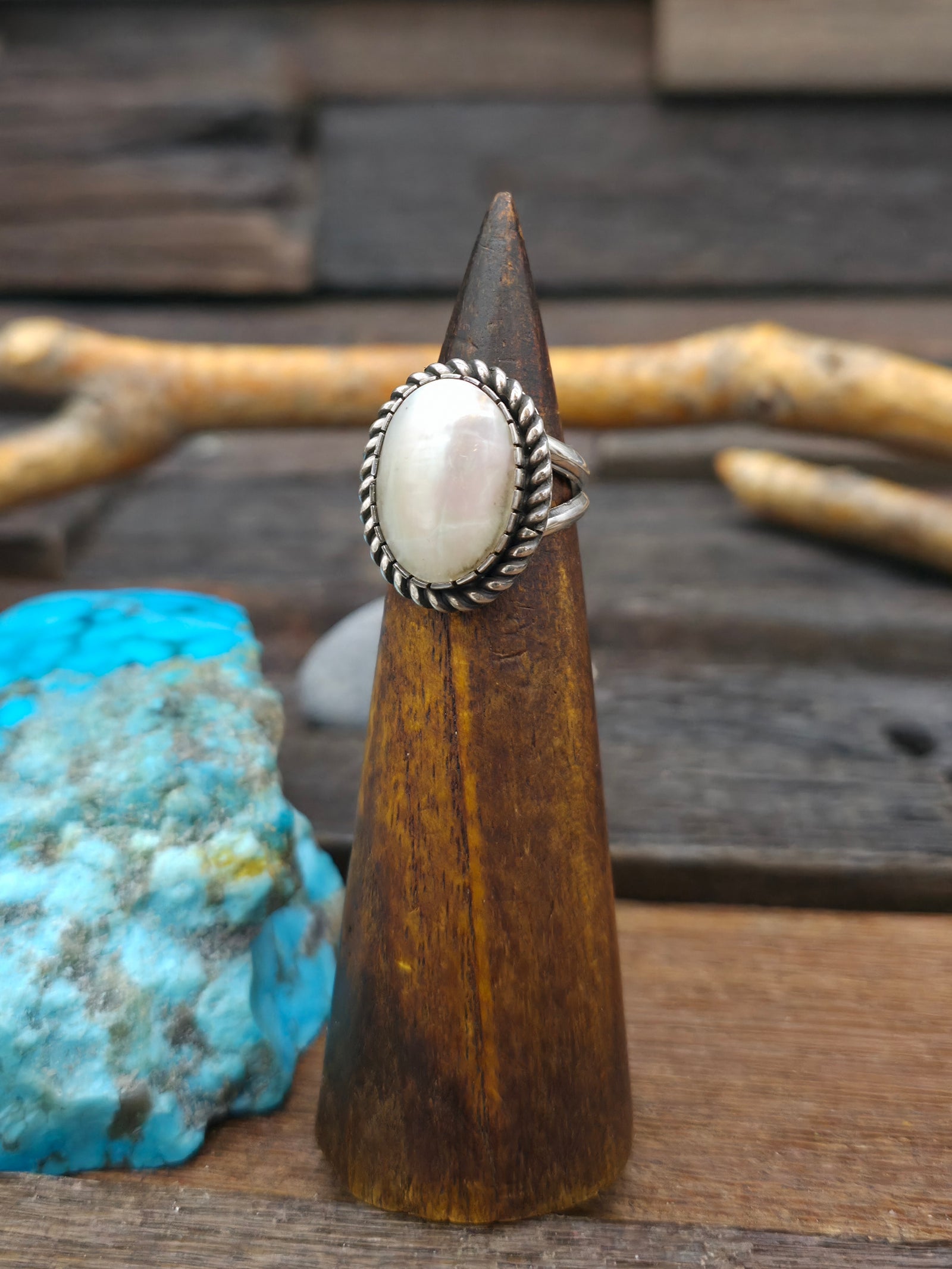 Sterling Silver Mother of Pearl Ring by Walter Vandever - Size 7