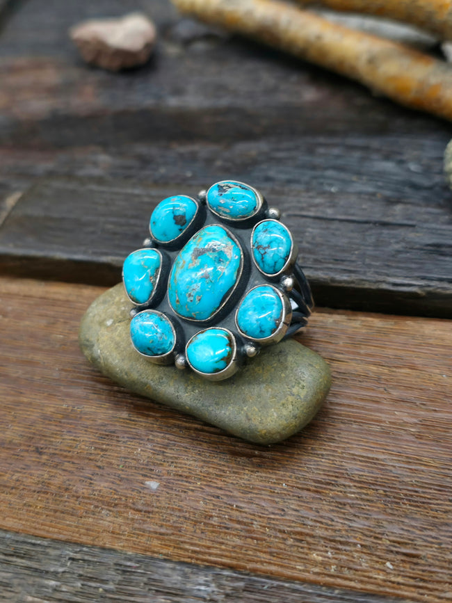 Turquoise Cluster Ring by Annie Hoskie - Adjustable