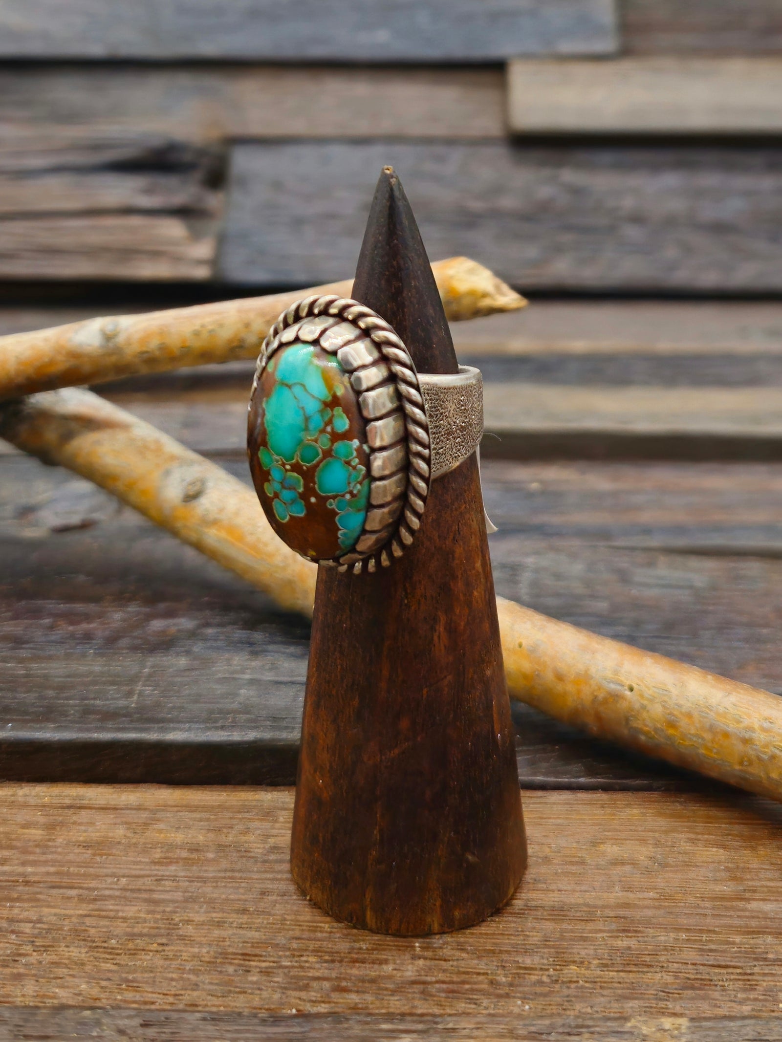 Royston Turquoise Sterling Silver Ring by Nick Nez - Size 8.5