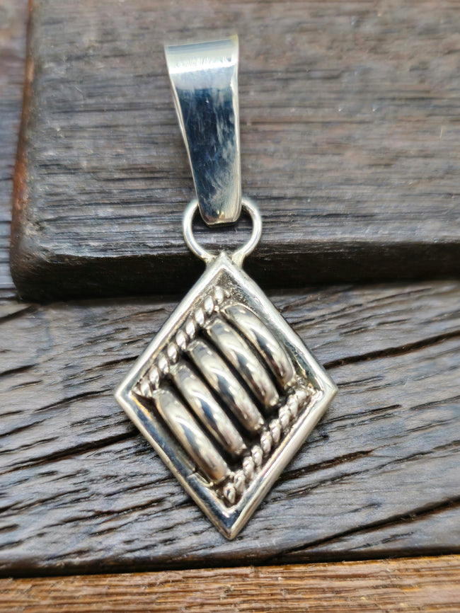 Sterling Silver Thomas Charley Slant Right Pendant 2 in.