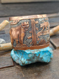Wide Copper Overlay Bear Cuff Bracelet by Elaine Becenti - 7 in. with Gap