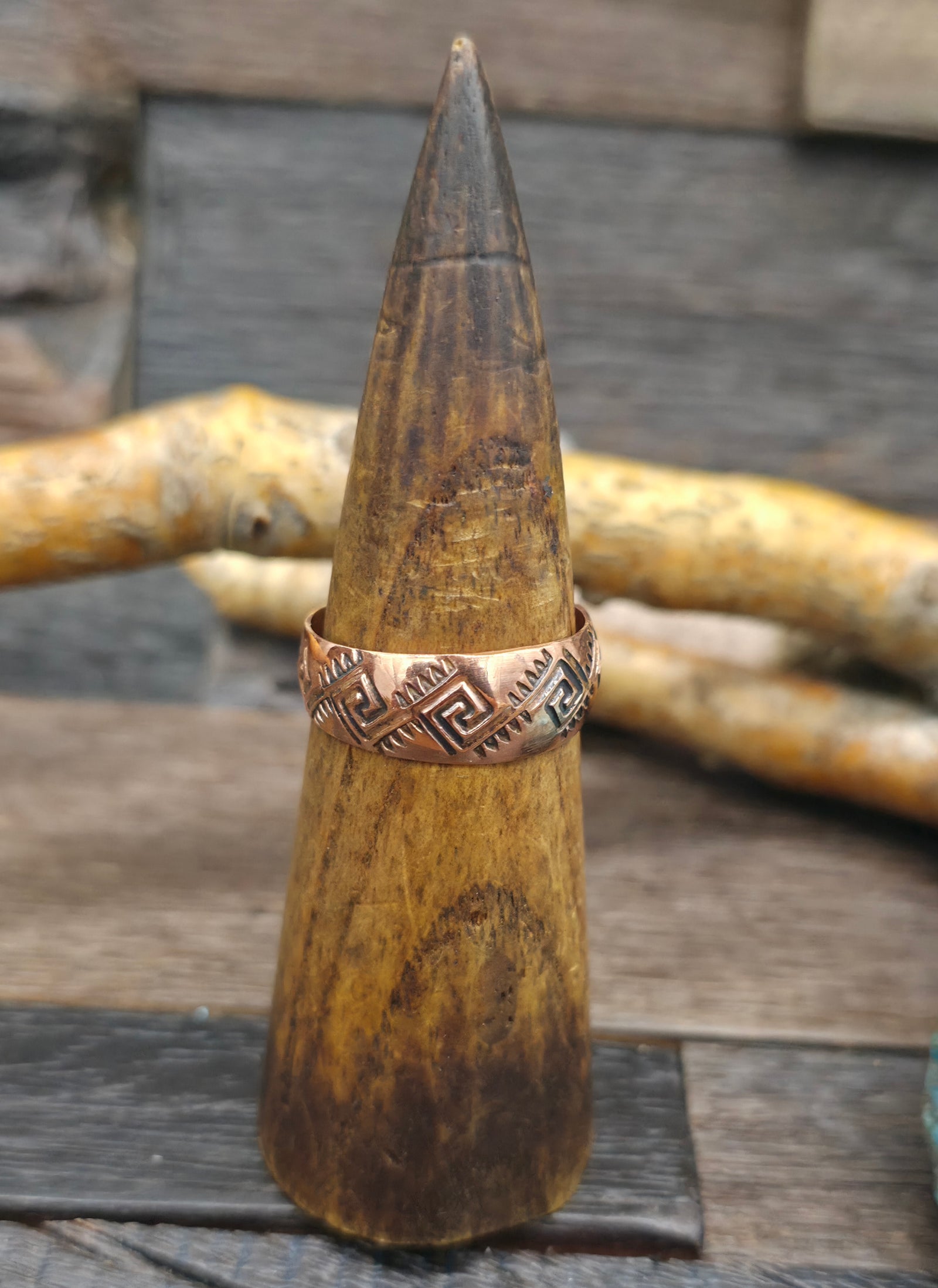 Stamped Copper Ring by Elaine Tahe - Size 13 - Designs Vary