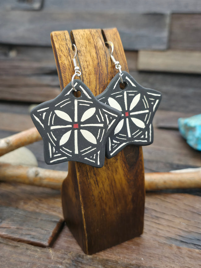 Pottery Dangle Earrings by Mary Garcia - 2 1/2 by 2 in.
