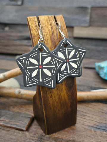 Multistone Inlay Sterling Silver Half Hoop Inlay Earrings