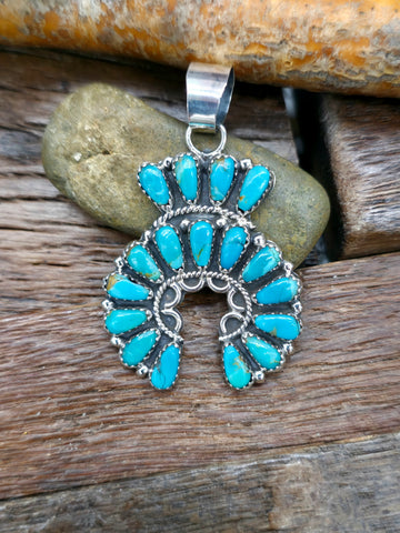 Sterling Silver Boulder Turquoise Pendant by Jacob Troncosa - 3 in. by 2 in.