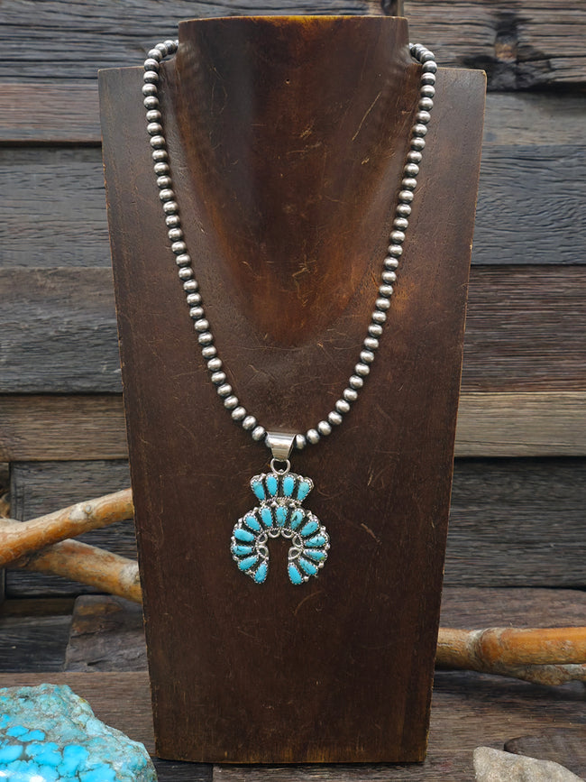 Sterling Silver Turquoise Naja Pendant Necklace by Zeita Begay - 16 in.