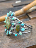Sterling Silver Carico Lake Turquoise Cluster Cuff Bracelet by LaRose Ganadanegro - 6 1/2 in. with Gap