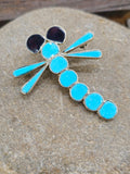 Turquoise and Jet Inlay Dragonfly Pin/Pendant by Emma E.