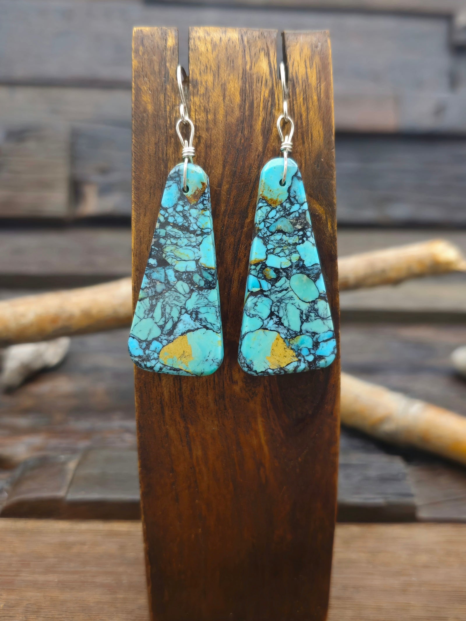 Dark Blue Slab Earrings