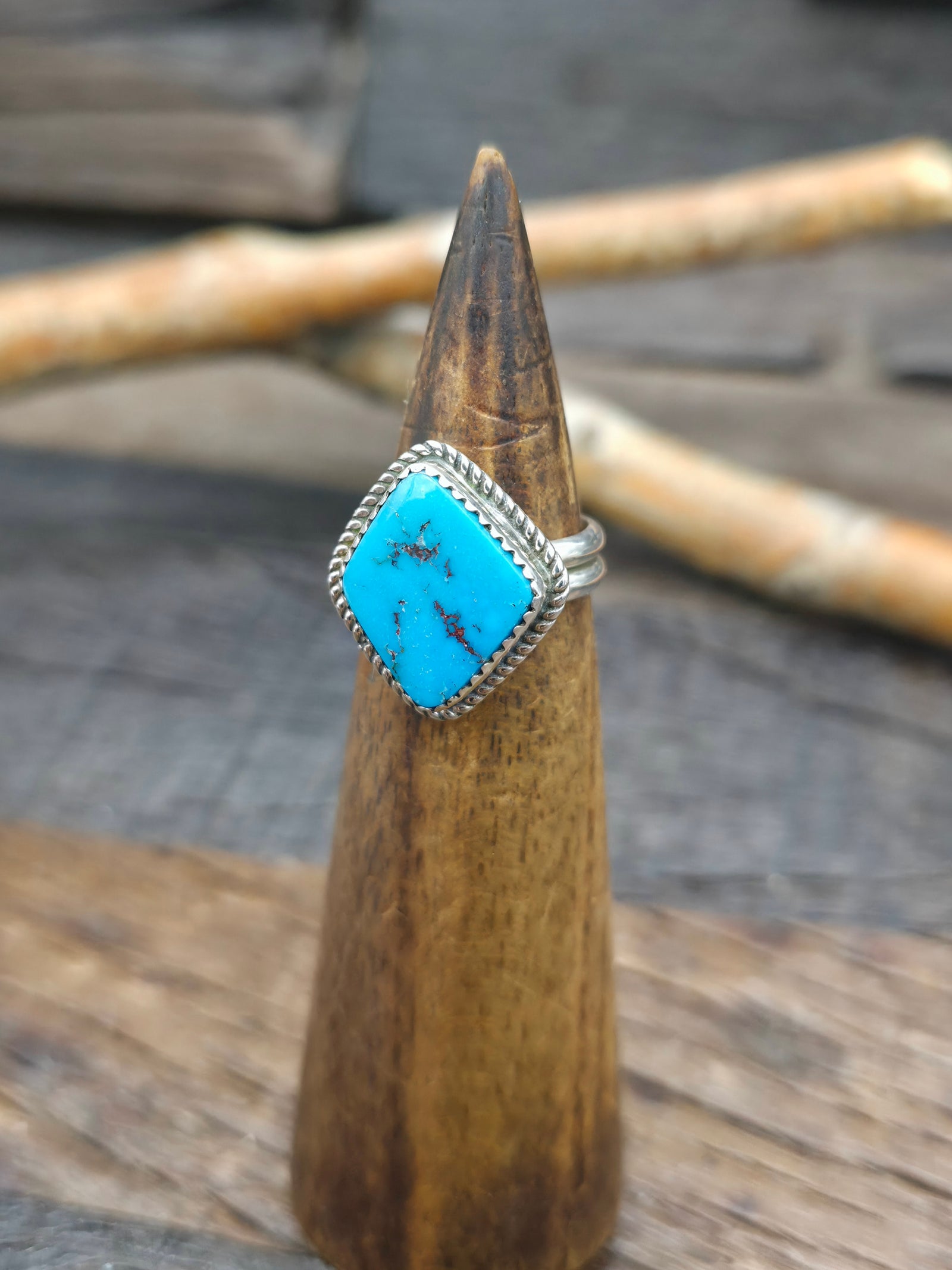 Sterling Silver Blue Turquoise Ring by Randall Enditto - Adjustable