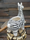 Hand Painted Black and White Alpaca Planter by A. Tsosie - 6 1/2 in. by 4 1/2 in. by 2 1/2 in.