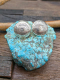 Clip Sterling Silver Button Earrings by Arnold Blackgoat - 7/8 in.