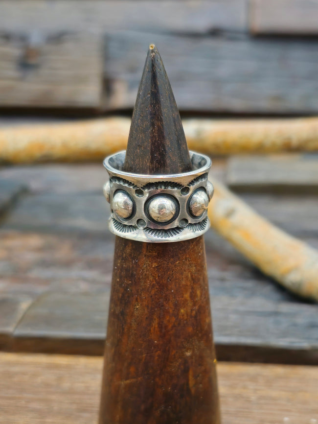 Stamped Sterling Silver Cigar Band Ring by Sunshine Reeves - Size 8